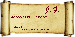 Janovszky Ferenc névjegykártya